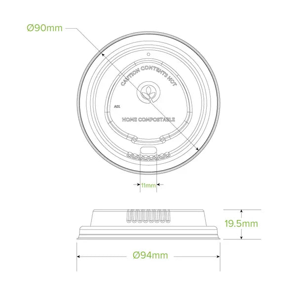 White Plant Fibre BioCup Lid