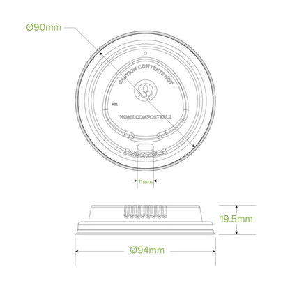 White Plant Fibre BioCup Lid
